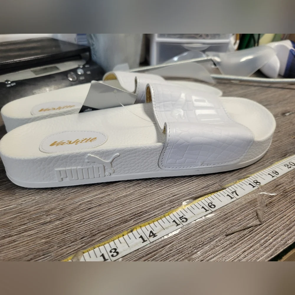 Puma NEW Slides Top Slides X Vashtie Mens 7.5 Women's 9 White- Gold‎